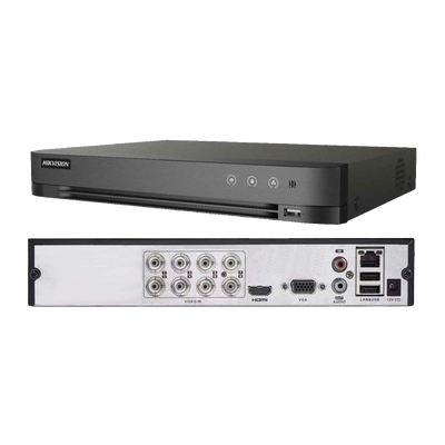 DVR 1080P Lite Pentahibrido / 8 Canales TURBOHD + 2 Canales IP / H.264+ / 1 Bahía de Disco Duro / Audio por Coaxitron