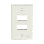 Placa de Pared Vertical, Salida Para 4 Puertos Keystone, Color Blanco Mate