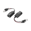 Kit de transceptores activos con conector para alimentación (12V/24VCD/AC) TurboHD para aplicaciones de video por UTP Cat5e/6 en HD. Distancia de hasta 150 m en 4K