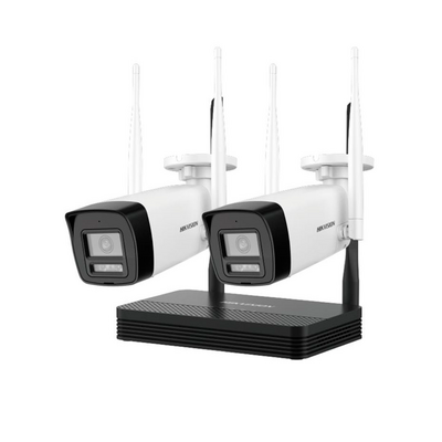 KIT 2 Cámaras Bala 2 Megapíxeles / 1 Grabadora Wi-Fi / Hasta 512 GB de Almacenamiento (No Incluye Memoria SD) / Incluye Fuente y Cable RJ45