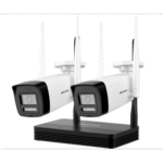 KIT 1 Cámaras Bala 4 Megapíxeles / 1 Cámara Turret 4 Megapixeles / 1 Grabadora Wi-Fi / Hasta 512 GB de Almacenamiento (No Incluye Memoria SD) / Incluye Fuente y Cable RJ45