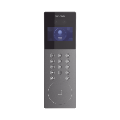 Videoportero IP Multiapartamento con Reconocimiento Facial / Llamada a App HikConnect / Protección IP65 / Apertura por Rostro, Tarjeta o App