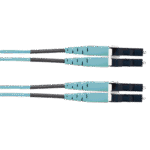 Jumper de Fibra Optica Multimodo 50/125 OM3, LC-LC Duplex, OFNR (Riser), Color Aqua, 2 Metros