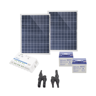 Kit Solar de 12 Vcd para alimentar equipos con consumo de 25W /NO INCLUYE CONECTORES MC4