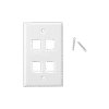 Placa de pared de 4 puertos, Keystone, Color Blanco