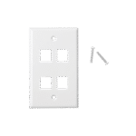 Placa de pared de 4 puertos, Keystone, Color Blanco