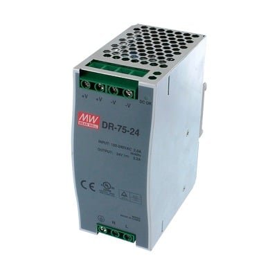 Fuente de poder industrial 24VCD 40W para montaje en riel DIN