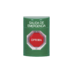 Botón de Salida de Emergencia en Español, Acción Mantenida, Girar para Restablecer y LED Multicolor