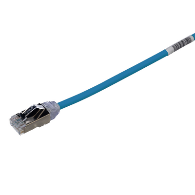 Patch Cord Cat6A, Diametro Reducido 28 AWG, Blindado S/FTP, CM/LS0H, 20 cm, Color Azul