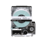 Casete de Etiquetas de Vinilo de Cinta Continua, Color Negro Sobre Blanco, Uso Interior/Exterior, 36 mm (1.5 in) de Ancho x 7.6 Metros de Largo