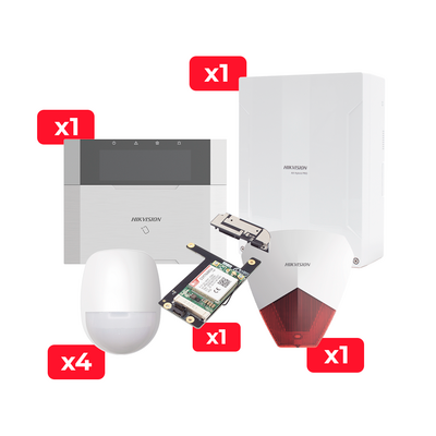 Kit de Alarma Ax Hybrid Pro de 64 Zonas / Incluye Panel / Comunicador 3G/4G / Sirena Estrobo / Teclado Programador y 4 Detector PIR