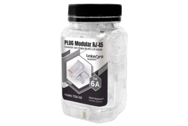 Bote con 100 Piezas de Plug Modular RJ45 Cat6A chapado de oro a 30 micras para durabilidad extrema