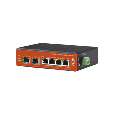 Switch Industrial PoE++ y pasivo de 24V, No administrable con 4 puertos Gigabit + 2 SFP / Presupuesto 180W
