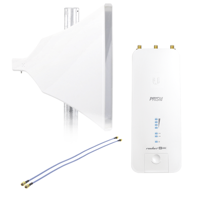 Kit de Radio Estación Base airMAX AC GEN2 + Antena Asimétrica de 90 °, 16 dBi, tipo cuerno, 4.9-6.5 GHz, incluye Jumper
