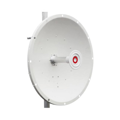 Antena direccional de 2ft, 5.1 a 7.1 GHz, Ganancia 30 dBi, Conectores RP SMA (sma hembra inverso), Polarización doble, incluye montaje para torre o mástil