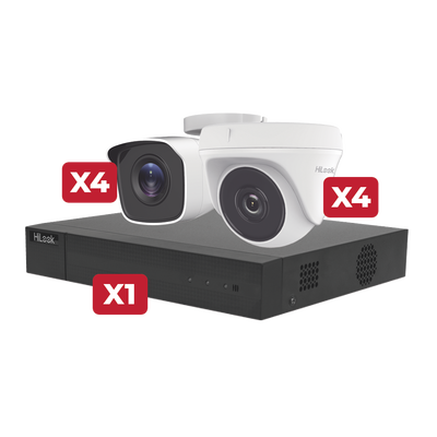 Kit de CCTV 2 Megapíxeles / Incluye Grabadora de 8 Canales / Cámara Domo / Cámara Bala / 1TB WD PURPLE