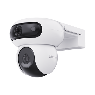 Cámara PT Doble Lente / Movimiento en Ambos Lentes (4MP + 4MP) / IA Detección Humana y Vehiculo / Visión Nocturna a Color / Vista Simultánea de camara PT y Cámara Fija / Audio Bidireccional