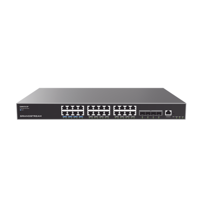 Switch Capa 3 Gigabit PoE+ Administrable / 24 puertos 10/100/1000 Mbps + 4 Puertos SFP+ 10G Uplink / Hasta 360W / Compatible con GWN Cloud.
