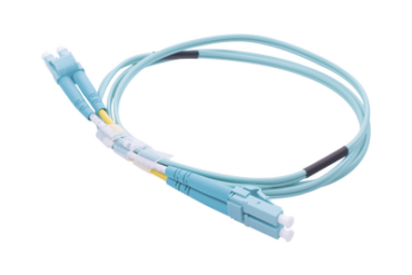 Jumper de Fibra Óptica Multimodo OM3 50/125 LC-LC OFNR (Riser), 2.0 mm, Dúplex, Aqua, 1 metro