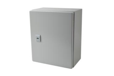 Gabinete de Acero IP66 Uso en Intemperie (250 x 300 x 150 mm) con Placa Trasera Interior y Compuerta Inferior Atornillable (Incluye Chapa y Llave).