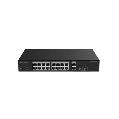 Switch L2 Administrable con 20 puertos Gigabit (16 PoE 802.3af/at) + 2 SFP para fibra 1Gb, gestión gratuita desde la nube, 130w