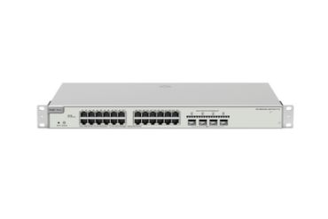 Switch Administrable Capa 3 con 24 puertos Gigabit PoE 802.3af/at + 4 SFP+ para fibra 10Gb, gestión gratuita desde la nube, 370w