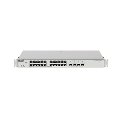 Switch Administrable Capa 3 con 24 puertos Gigabit PoE 802.3af/at + 4 SFP+ para fibra 10Gb, gestión gratuita desde la nube, 370w